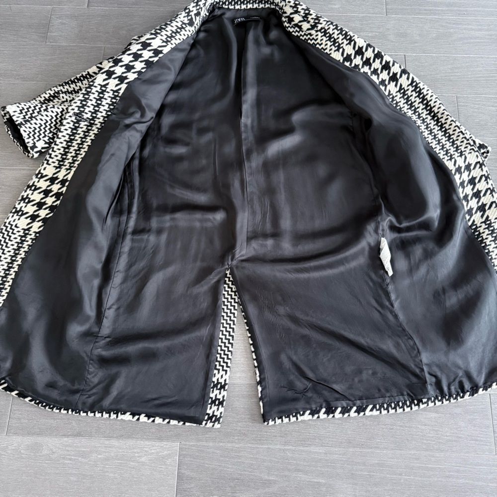 Zara Oversized Plaid Houndstooth Coat Longline 8083/114/070 M Blogger Favorite - Picture 13 of 16